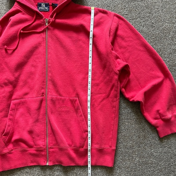 Vintage Y2K Gap Athletics Red Zip Up Hooded Sweatshirt Size Small Oversized Fit - Picture 10 of 13